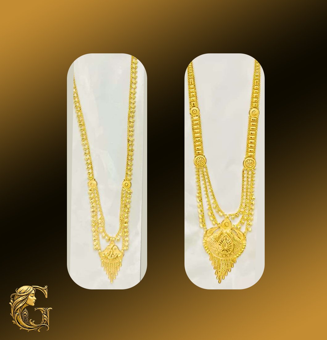 Gold Long Necklace Set 18.60GM