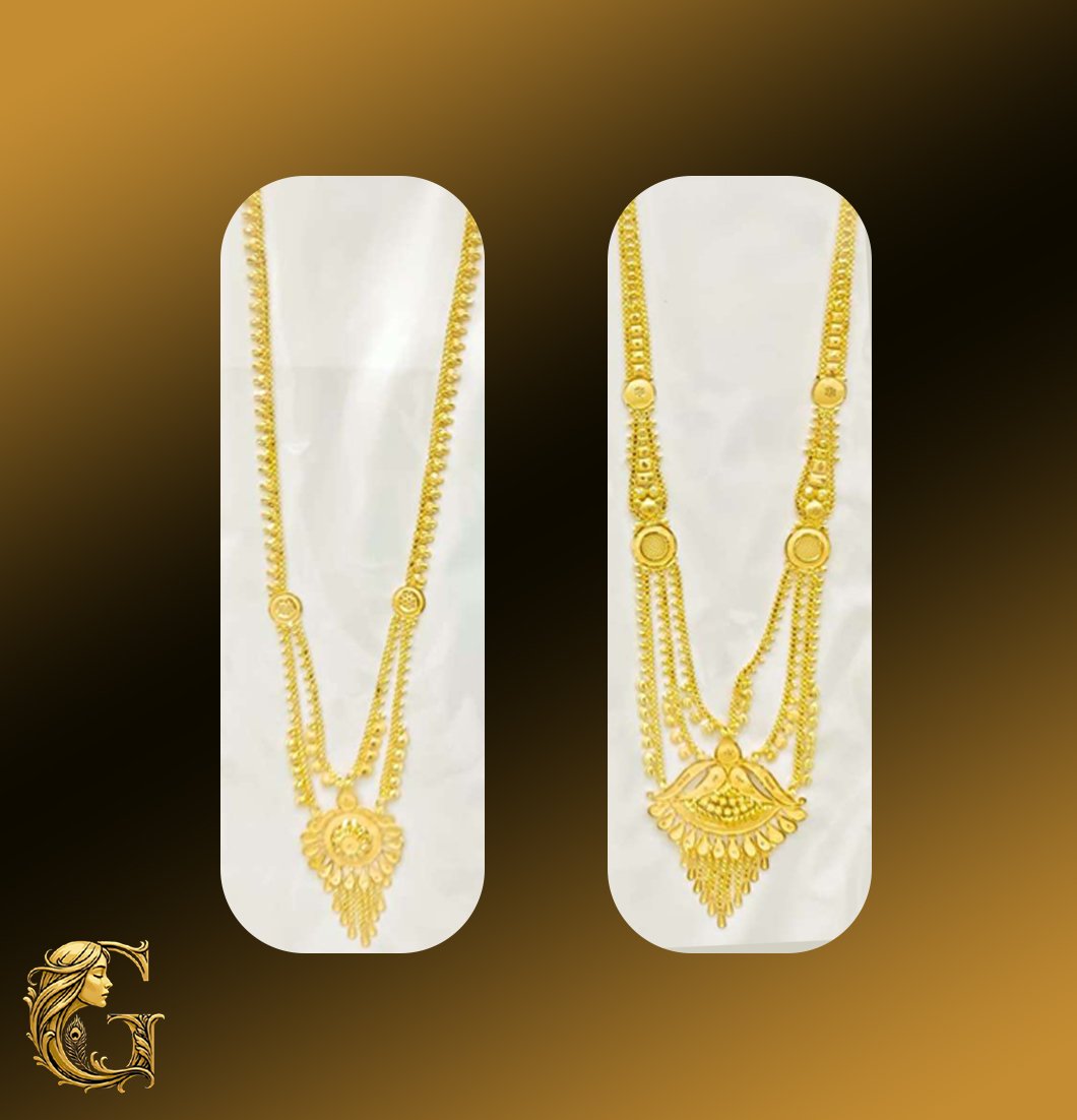 Gold Long Necklace Set 19.53GM