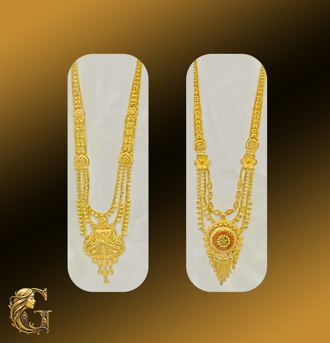 Gold Long Necklace Set 21.22GM