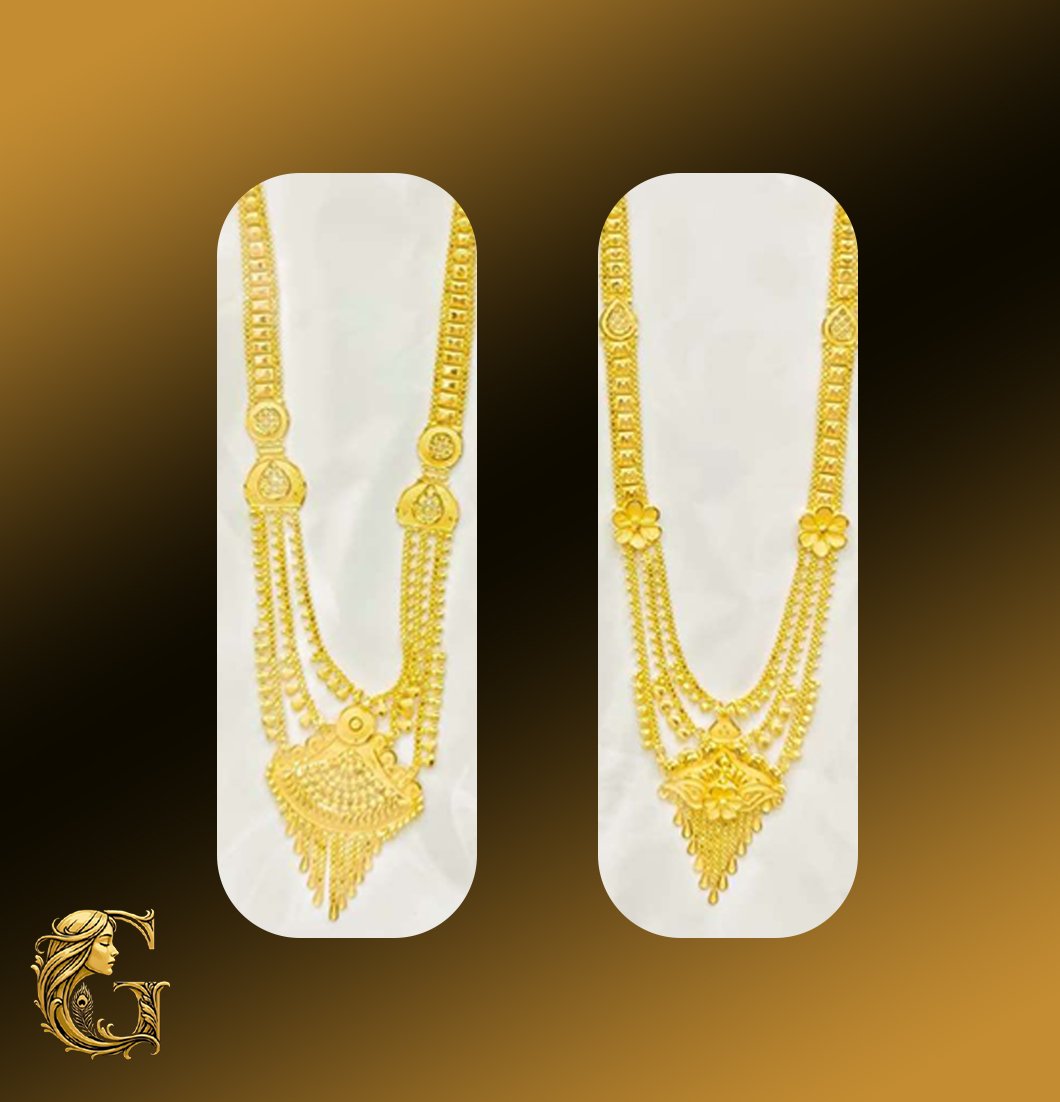 Gold Long Necklace Set 21.64GM