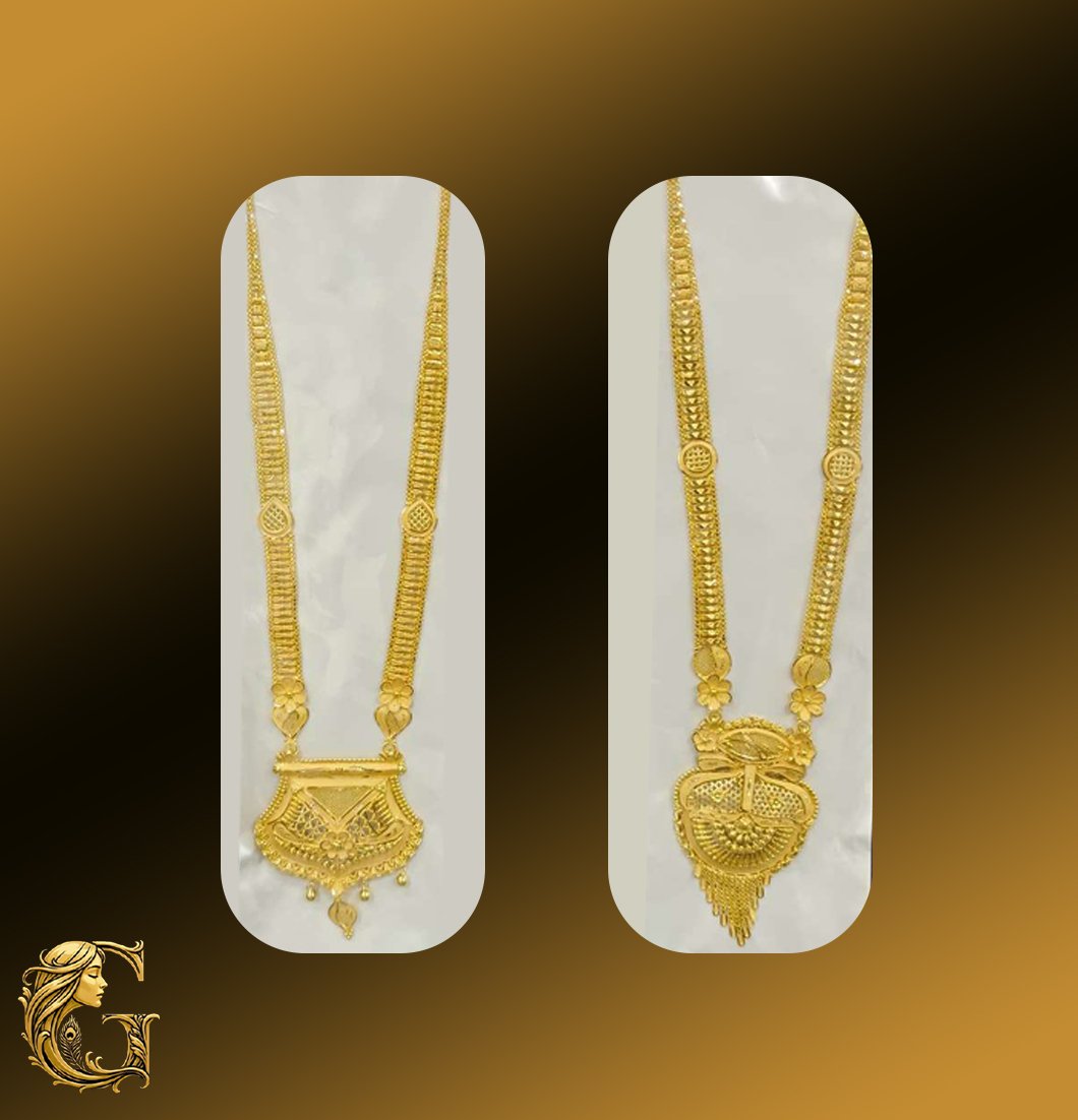 Gold Long Necklace Set 28.16GM