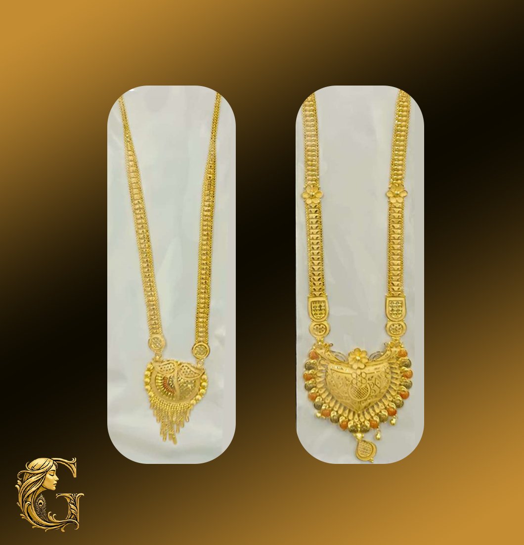 Gold Long Necklace Set 28.24GM