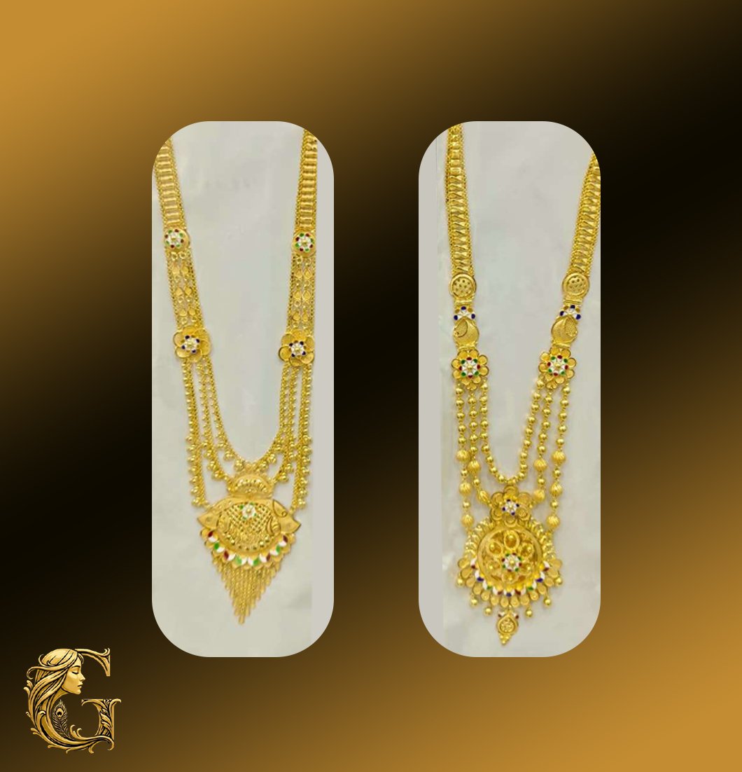 Gold Long Necklace Set 36.04GM