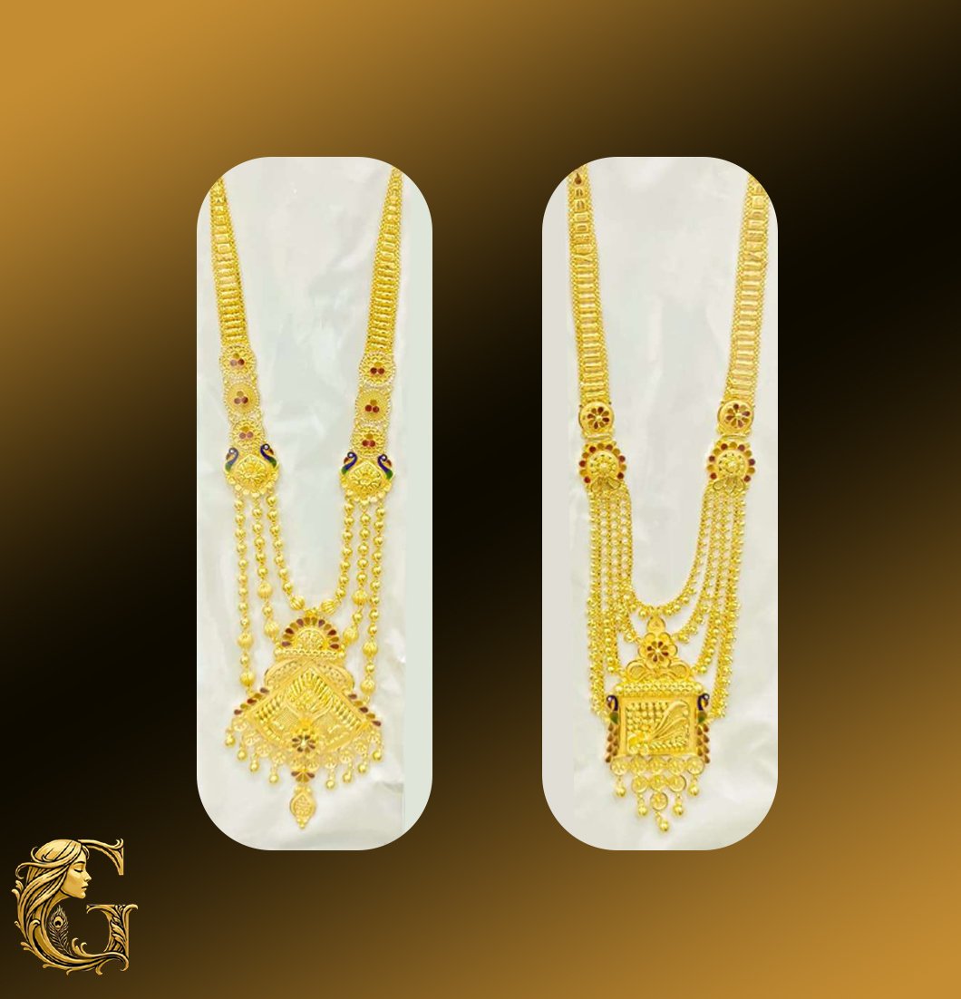 Gold Long Necklace Set 38.06GM