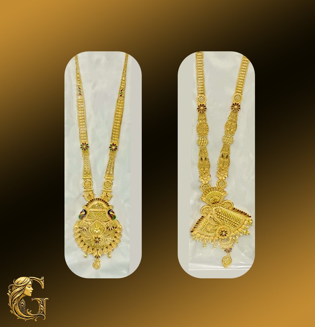 Gold Long Necklace Set 38.08GM