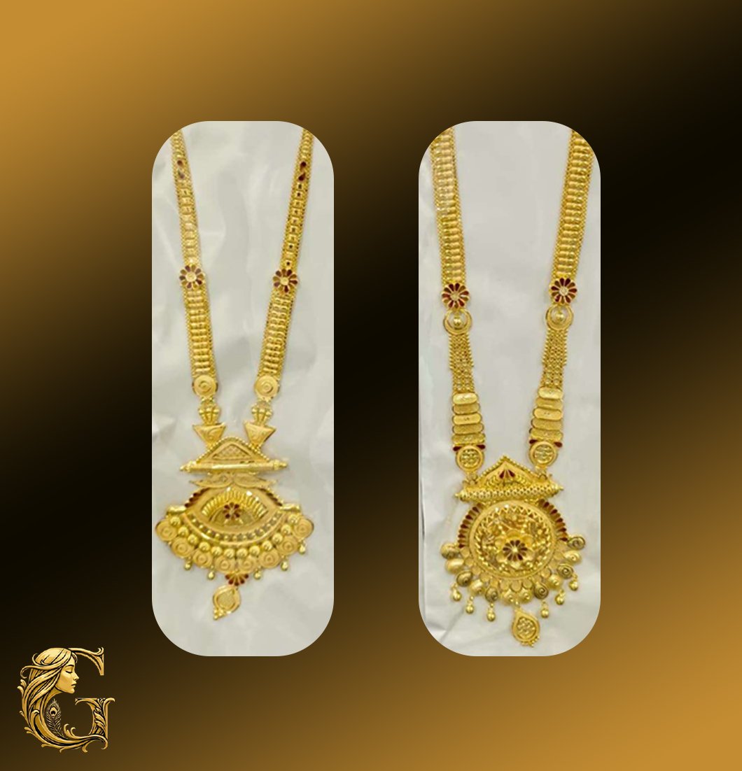 Gold Long Necklace Set 38.26GM