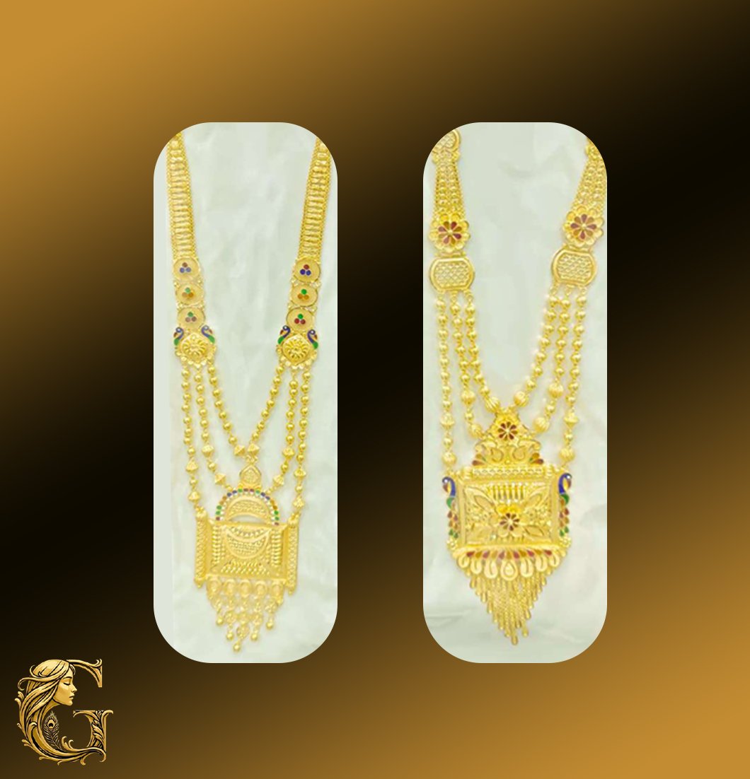 Gold Long Necklace Set 42.14GM